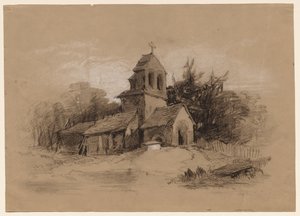 Templom egy tájban, 1800-as évek. alkotó: Henry Bright