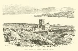 Iona szigete, a katedrális romjaival, Skócia (metszet)
