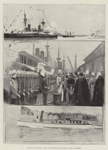 A sziámi király, Őfelsége és a York herceg megérkezése Spitheadbe alkotó: Henry Charles Seppings Wright