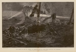 Vízbefulladtak mentése az SS Utopia hajótörése során, Gibraltár (metszet)
