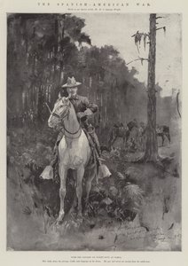 A spanyol-amerikai háború, a Tampában állomásozó lovasság (metszet) alkotó: Henry Charles Seppings Wright