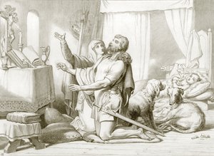 Hogyan tanítja Torfrida Herewardot imádkozni (metszet)