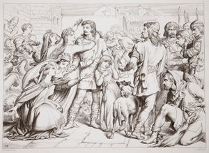 Hogyan ölte meg Hereward a medvét, illusztráció Charles Kingsley Hereward the Great című művéből, kiad. 1870, metszet: C.G. Lewis (acéllemez-metszet)