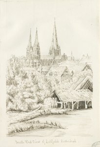 Lichfield katedrális – délnyugati nézet: tollrajz, nd [?1788-1855] (rajz)