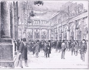 A manchesteri királyi tőzsdén belül, illusztráció a Cassells History of England, 1900-as évekből alkotó: Henry Edward Tidmarsh