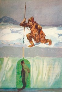 "Eszkimó, aki pecsétet akar lándzsázni a lélegzőlyukon keresztül", 1927, 1928 alkotó: Henry Evison