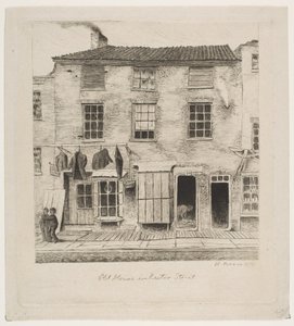 Régi ház a Rector Street-ben a régi New York-i jelenetekből, 1870.