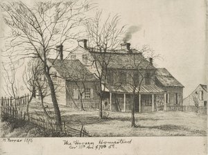 A Harsen tanya, a 10. sugárút és a 70. utca sarka a régi New York-i jelenetekből, 1876.