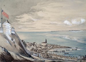 Mackinaw erődje és faluja, az indián táborral, 1842. szeptember (wc papíron)