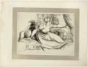 Egy nő ül az ablaknál ("Eest Hou Bringet All"), a Specimens of Polyautography első számából alkotó: Johann Heinrich Füssli