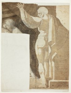 Felemelt bal karú férfialak hátulról nézve, öregember töredéke alkotó: Johann Heinrich Füssli