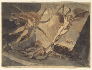 A Sátán Ithuriels lándzsa érintéséből indul ki, 1776. alkotó: Johann Heinrich Füssli