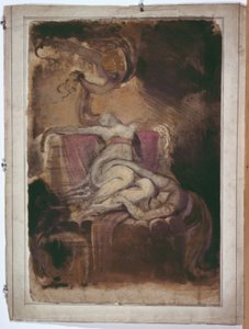 Vázlat a "Dido a halotti máglyán" című képhez (recto); Erotikus vázlat férfiról és nőről (verso)