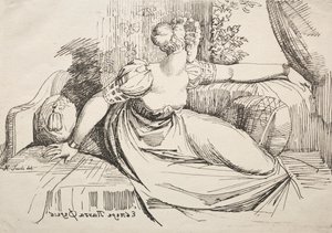 A poliautográfia mintái: Nő a kanapén. alkotó: Johann Heinrich Füssli