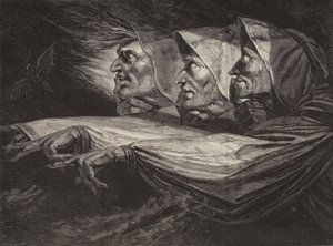 A boszorkányok Macbethben alkotó: Johann Heinrich Füssli