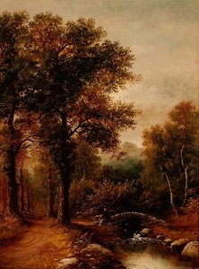 Horgász egy erdei patak mellett alkotó: Henry Harris