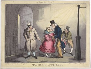 A három szabálya, 7. tábla az aritmetikából, 1822 (kézzel színezett rézkarc)