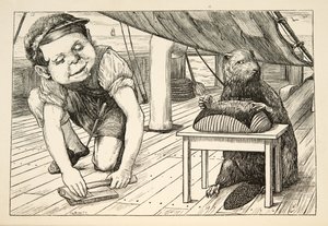 A hód folyamatosan az ellenkező irányba nézett”, a The Hunting of the Snark, An Agony in Eight Fits, Lewis Carroll, pub. 1876 alkotó: Henry Holiday