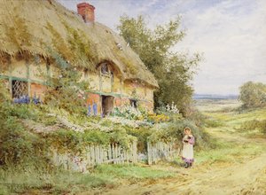 The Pet Rabbit (olaj, vászon) alkotó: Henry John Sylvester Stannard