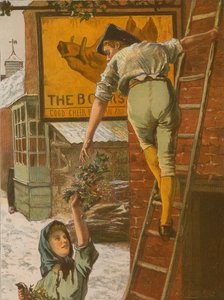 Karácsony reggel – a jelzőtábla díszítése