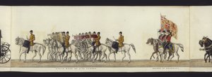 Része a panorámás kilátásnak Arthur, Wellington hercege teljes temetési menetéről (színes akvatinta)