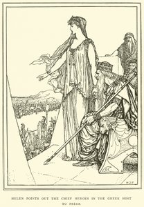 Helen rámutat a főhősökre a görög seregben Priamosznak alkotó: Henry Justice Ford