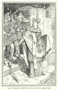 Hogyan ijesztette meg Dunstan Edwy király fegyvereseit (litho) alkotó: Henry Justice Ford