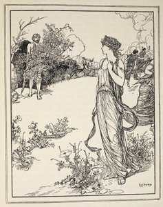 Hogyan találkozott Ulysses Nausicaával, Andrew Lang „A görög tenger meséi” című könyvéből, 1926 (tinta papíron)