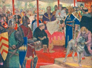 János király pecsételése a Nagy Chartán (színes litográfia) alkotó: Henry Justice Ford