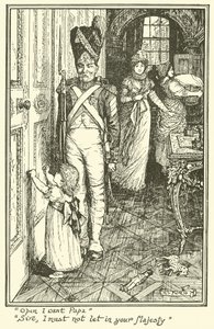 "Nyissa ki, a papát akarom". "Uram, nem engedhetem be Felségedet" (metszet) alkotó: Henry Justice Ford
