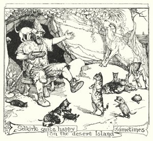 Selkirk néha nagyon boldog a sivatagi szigeten (litho) alkotó: Henry Justice Ford