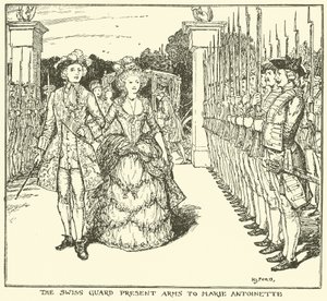 A svájci gárda fegyvert ajándékoz Marie Antoinette-nek alkotó: Henry Justice Ford