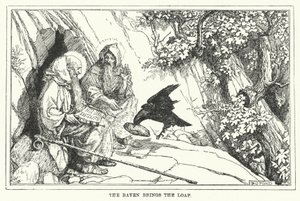A holló hozza a cipót (litho) alkotó: Henry Justice Ford