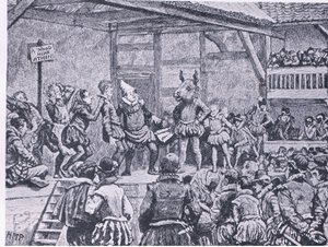 Szentivánéji álom egy Erzsébet-korabeli színházban, a Cassells History of the British People-ből, a Waverley Book Company kiadásában, 1950 körül