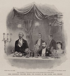 Lord Dufferin Üdvözöljük otthon, a bankett az Ulster Hallban, Belfastban alkotó: Henry Marriott Paget