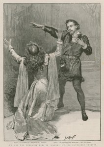 Mr és Mrs Beerbohm Tree a Hamletben a Haymarket Színházban (metszet) alkotó: Henry Marriott Paget