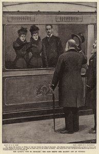 A királynő dániai látogatása, a király elbúcsúztatja Őfelségét Victoriánál alkotó: Henry Marriott Paget