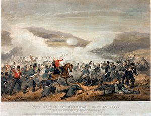 Az inkermann-i csata 1854. november 5-én, vésette Edmund Walker (fl. 1836-62) 1854