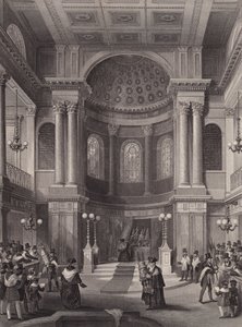 A Tabernákulumok ünnepének megünneplése, Zsidó Zsinagóga, Nagy Szent Ilona, London (metszet) alkotó: Henry Melville