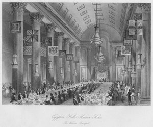 Egyptian Hall, Mansion House: The Wilson bankett, 1841 alkotó: Henry Melville