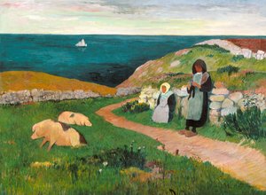 Fiatal Breton Girls In The Field (olaj, vászon)
