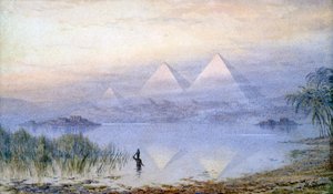 „A piramisok a nílusi árvíz idején”, Egyiptom, 1888 alkotó: Henry Noel Shore