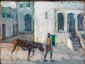 Utcai jelenet, Tanger (férfi vezeti a borjút) alkotó: Henry Ossawa Tanner