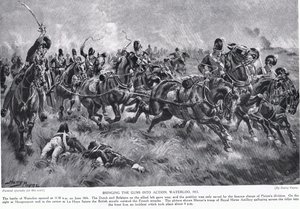 A fegyverek működésbe hozása, Waterloo, illusztráció a Hutchinson történetéből a brit nemzetről