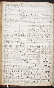 Purcell autográf partitúrája: „Örülj az Úrban mindig”, R.M.20.h.8, f.38v, 1680-90 körül (toll és tinta papíron) alkotó: Henry Purcell