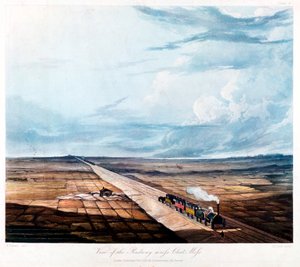 Vonat átkelés Chat Mossban, Lancashire, 1831