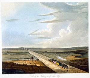 "Kilátás a vasútról Chat Moss felett", Liverpool és Manchester Railway, 1833