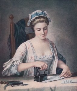 Mosodai szobalány vasalása, c1765, 1905