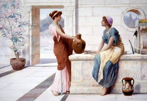 Pletyka, 1895 körül (akvarell, tábla)