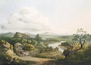 Kilátás a Roode-i homokhágó közelében a Jóreménység fokánál, metszett: J. Bluck (fl.1791-1831) 1809 (akvatinta)